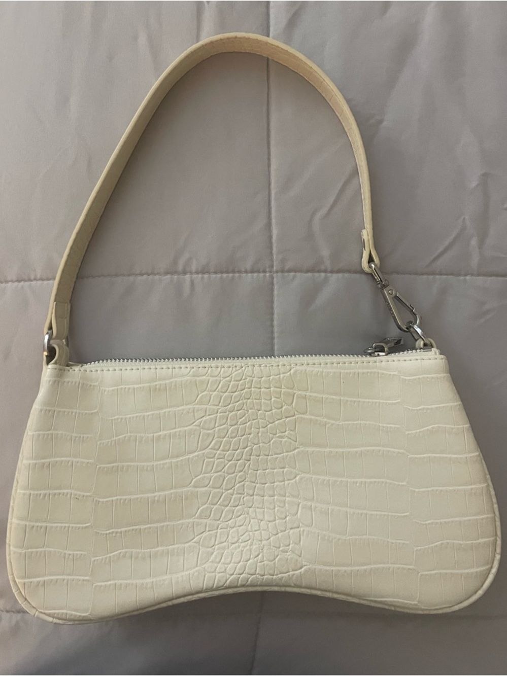 Cream Croc-Embossed vegan leather JW PEI Shoulder Bag